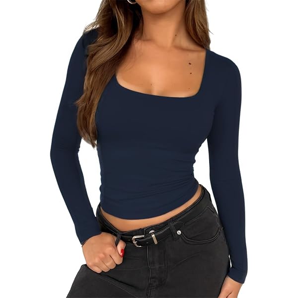 Verdusa Women's Mock Neck Long Sleeve Basic Fitted Crop Tops Solid